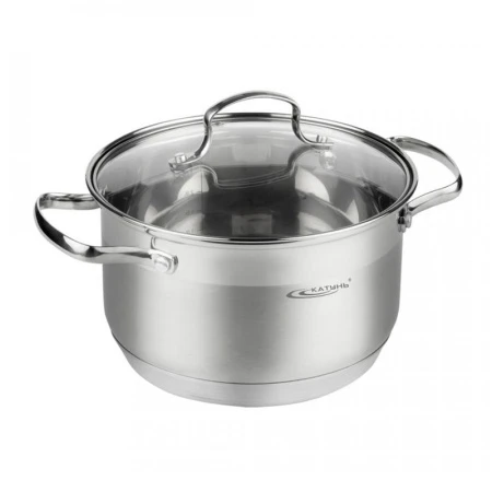 Кастрюля 4,6л h13см нерж.сталь ГАММА стекл.крышка d22см индукция КТ20-D-22 (4)