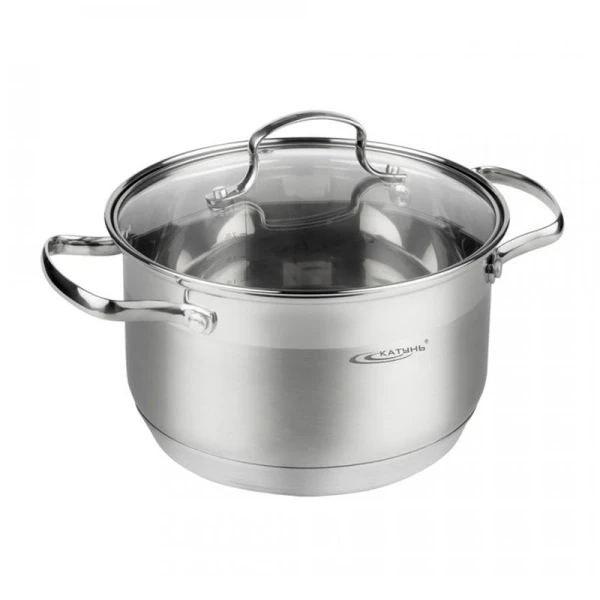 Кастрюля 4,6л h13см нерж.сталь ГАММА стекл.крышка d22см индукция КТ20-D-22 (4)