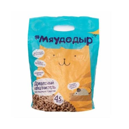 Наполнитель древесный для кошачьего туалета Мяудодыр 2,4кг (4,5л) (5)