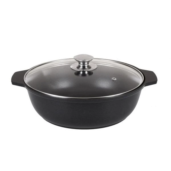 Жаровня 3л алюминий АП 2-х слойное ТРАДИЦИЯ стекл.крышка (5)