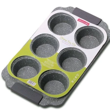 Форма для запекания 6 ячеек 30*18*3см угл.сталь АП мрамор серый/черный, арт. 6038 (12)