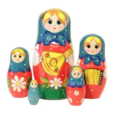 Матрешка 5-ти кукольная дерево Балалайка (1)