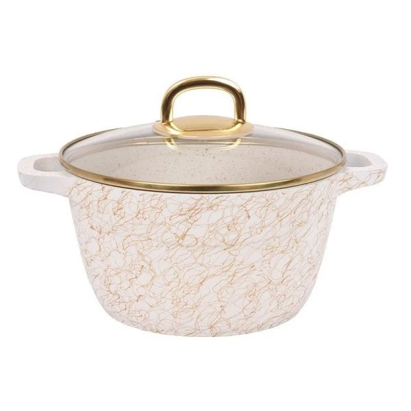 Кастрюля 3,5л алюминий АП ГРАЦИЯ с стекл.крышкой белый/золото (3)