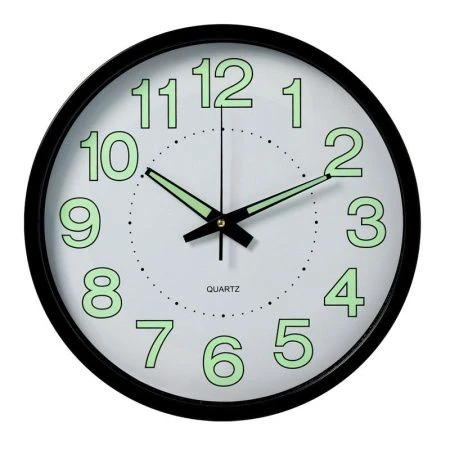 Часы настенные 30см пластик РУБИН Светящиеся черный (10)