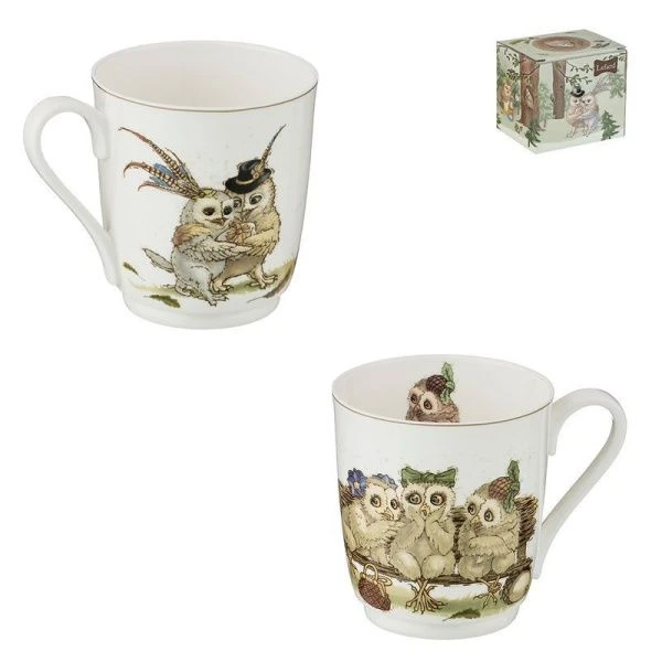 Кружка 340мл фарфор СОВЫ (36)