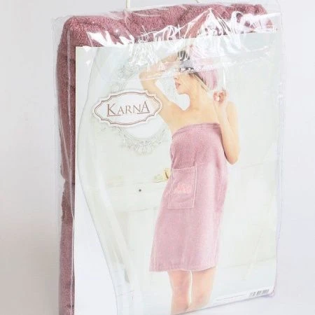 Набор для сауны женский махровый 2пр Karna PERA (Розовый)