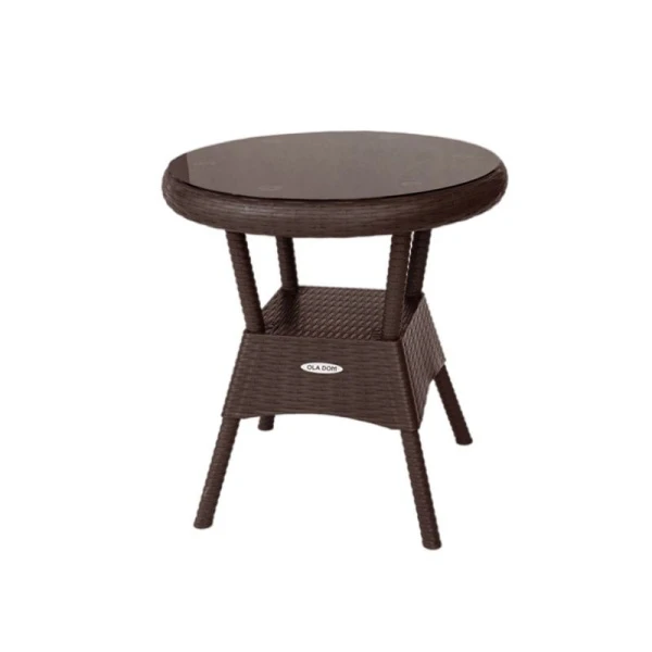 Стол круглый пластик Rattan Ola Dom 70см h72см со стеклом 67,3см, толщ. 4мм коричневый (1) Стол круглый пластик Rattan Ola Dom 70см h72см со стеклом 67,3см, толщ. 4мм коричневый (1)
