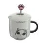 Кружка 400мл фарфор с крышкой мет.ложкой Мяу 4 вида подар.уп. (60)