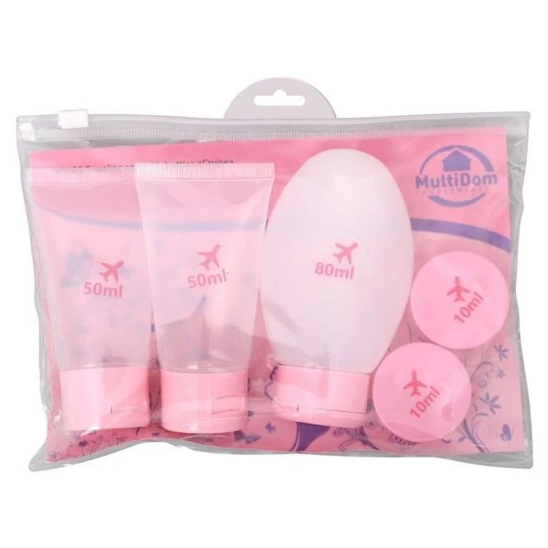 Дорожный набор 5пр (3 флакона 50/50/80мл, 2 баночки 10мл) пластик в косметичке Круиз (12/144)