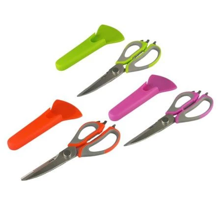 Ножницы мультифункциональные металл/пластик с магнитным держателем (ножницы-нож) (12/144)