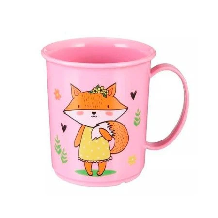 Кружка детская 180мл пластик с декором розовая/светло-розовая (18)