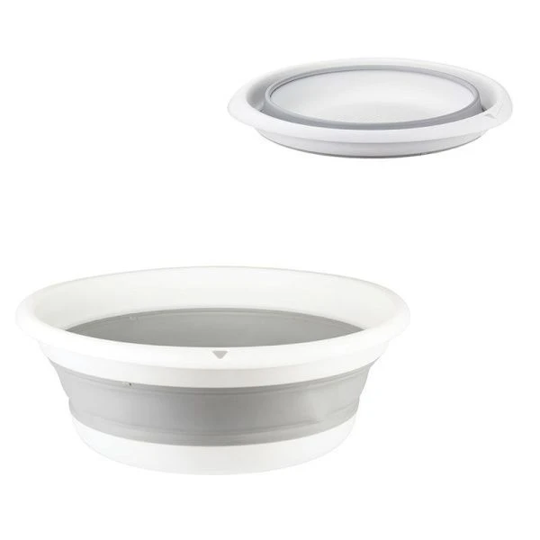 Таз 10л пластик ФЛЕКС смоки круглый складной (14)