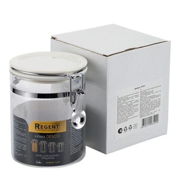 Банка для сыпучих продуктов 800мл стекло Desco с фиксатором 74-701 (24)