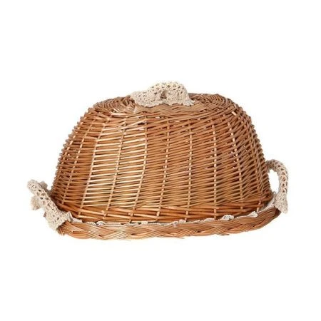 Хлебница 35*25см ива/ткань овальная с крышкой и салфеткой (18)