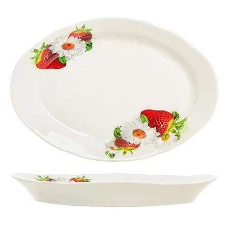 Блюдо 33см фарфор СОЧНАЯ КЛУБНИКА Идиллия овальное (5)