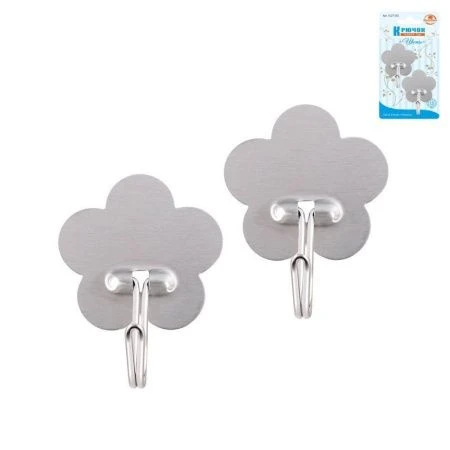 Набор крючков нерж.сталь 2шт. самоклеящиеся Цветы (12)