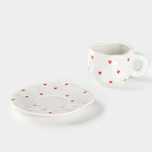 Чайный набор керамика 2пр (кружка 320мл, блюдце 16см) Любовь ручная роспись (48)