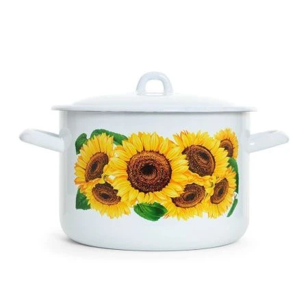 Кастрюля 4,3л эмаль ПОДСОЛНУХИ цилиндрическая (4)