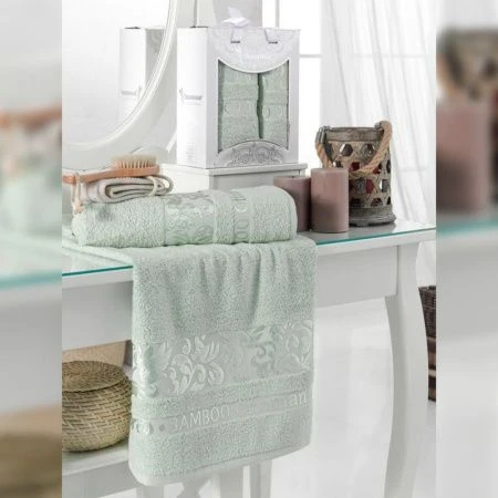 Набор полотенец бамбук 2пр 50*90/70*140см JUANNA OTOMAN зеленый подар.уп.