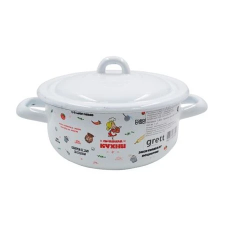 Кастрюля 1,45л эмаль ПРАВИЛА КУХНИ белая цилиндрическая С-16072/4э (6)