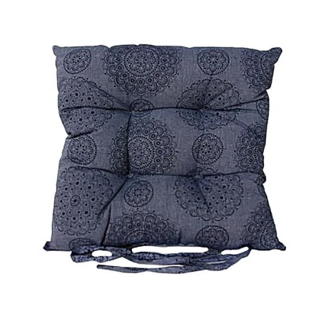 ТАРЕЛОЧКИ СИНИЙ Сидушка на стул (табурет) лён 40*40(+-5 см) с завязками LeSonnet арт. 7 ВЫВОД