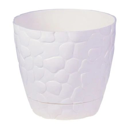 Кашпо 1,4л d150мм пластик КАМНИ Белый (24)
