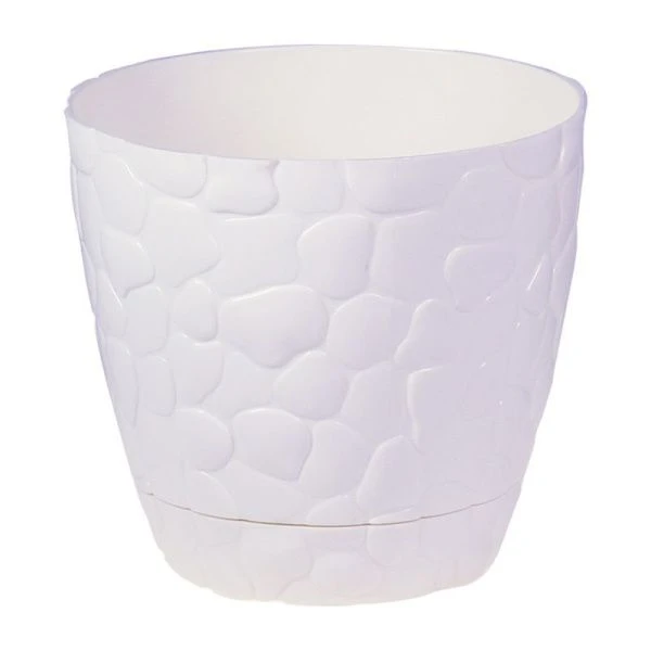 Кашпо 1,4л d150мм пластик КАМНИ Белый (24)