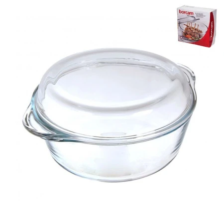 Кастрюля 2л стекло БОРКАМ круглая с крышкой 59003 (4)