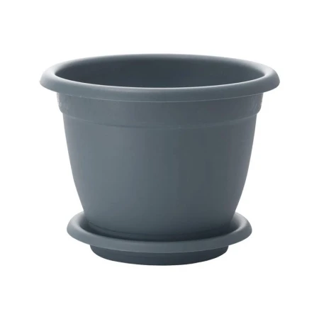 Горшок для цветов 2,9л 21см пластик Aphrodite №4 с поддоном серый (40)