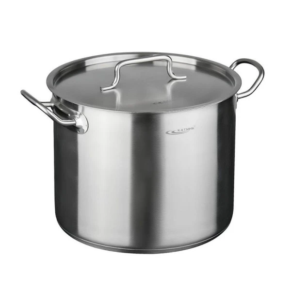 Кастрюля 15л нерж.сталь ОБЩЕПИТ-ШЕФ мет.крышка d30см h22см толщина стенок 0,8мм КТ-ОБ-15 (1)