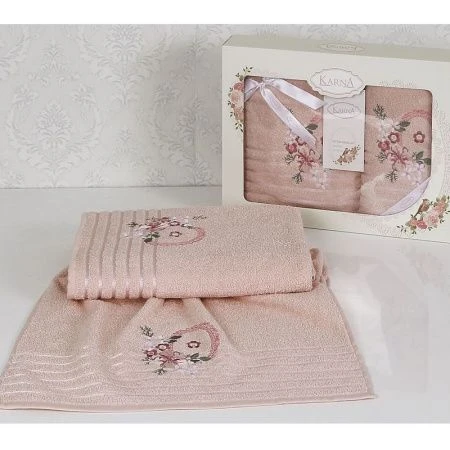 яяяНабор полотенец 2пр 50*90/70*140 махровые Karna CAMILE пудра