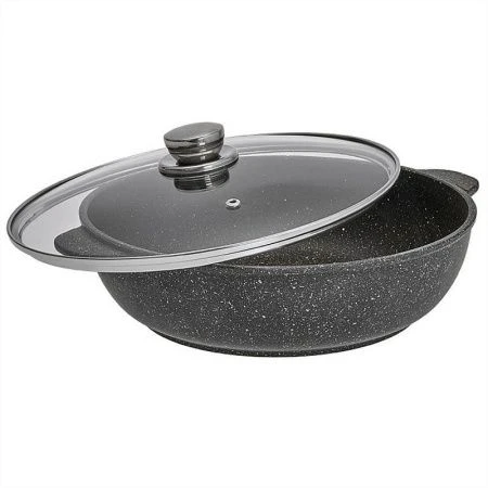 Жаровня 26см алюминий АП МЕГАЛИТ стекл.крышка Гранит (6)