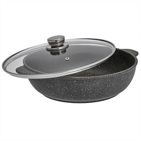 Жаровня 26см алюминий АП МЕГАЛИТ стекл.крышка Гранит (6)