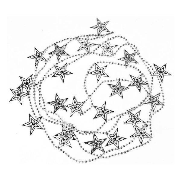 Новогоднее украшение бусы на ёлку серебряные "Яркие звезды" НУ-6745