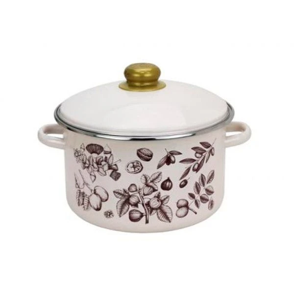 Кастрюля 2л эмаль ГРАВЮРА бисквит с рис. 33-1610/4 (8)