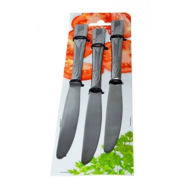 Ножи столовые набор 3шт нерж.сталь ПРАЛЕСКА на подвесе ВЫВОД Ножи столовые набор 3шт нерж.сталь ПРАЛЕСКА на подвесе ВЫВОД