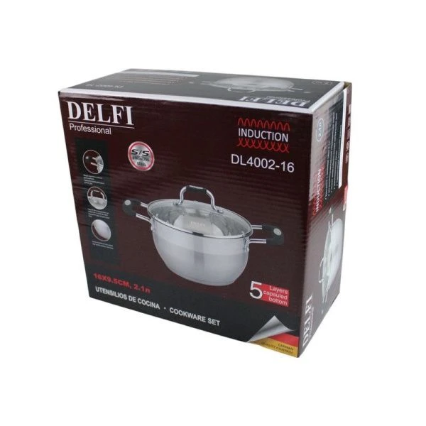 Кастрюля 2,1л 16см нерж.сталь DL-4002-16 (12)