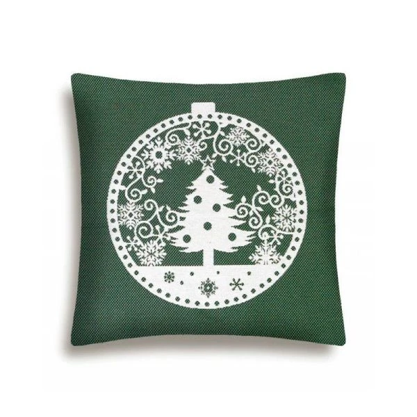 Наволочка декоративная новогодняя 45*45см гобелен НИДЕРЛАНДЫ зеленый фон Елка