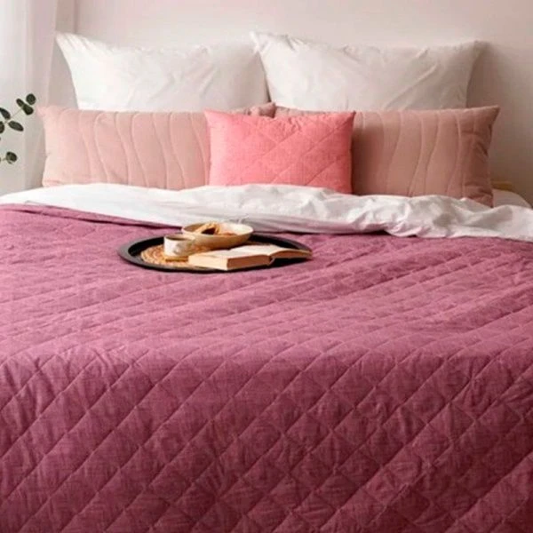 Покрывало стеганое 210*240 поплин ДомВелл двустороннее Брусника