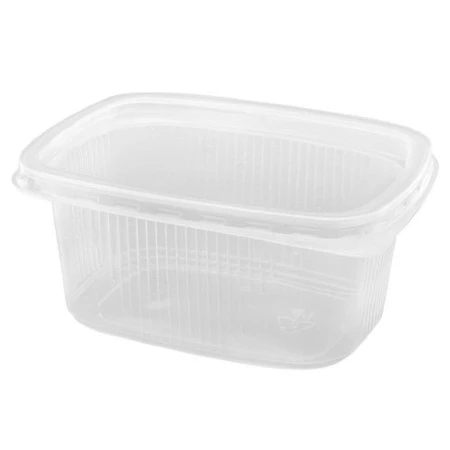 Контейнер одноразовый 250мл полистирол прямоуг. прозрачный с крышкой СтироПласт 108х82 (1500/20)
