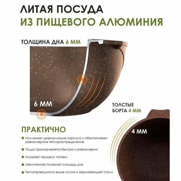 Казан для плова 7л алюминий АП ГРАНИТ BROWN (3)