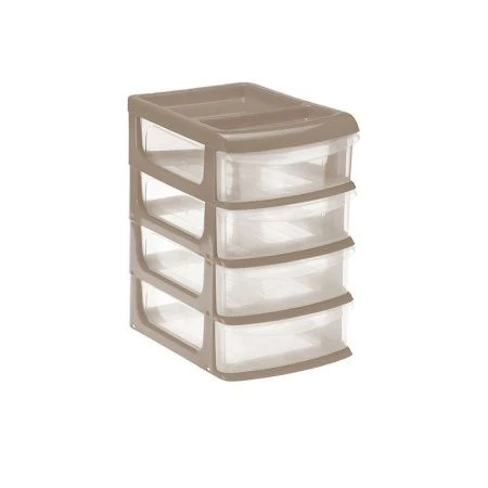 Мини комод 4 секции 9,4*13,4*15,2см пластик капучино (6)