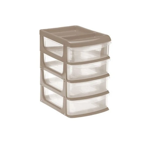 Мини комод 4 секции 9,4*13,4*15,2см пластик капучино (6)