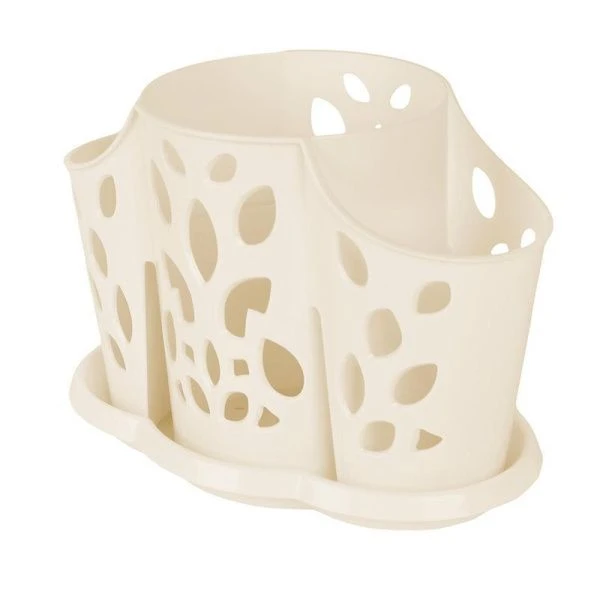 Сушилка для столовых приборов 3х-секционная 177*110*130мм пластик молочный туман (16)