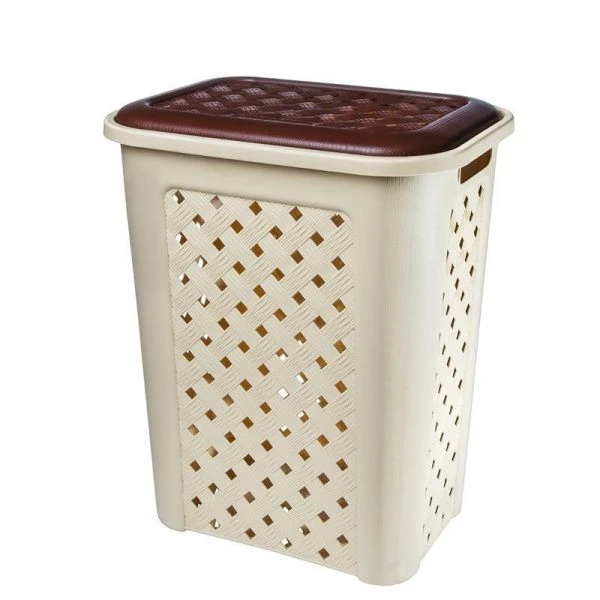 Корзина для белья 30л 380*280*460мм пластик ВИОЛА слоновая кость (10)