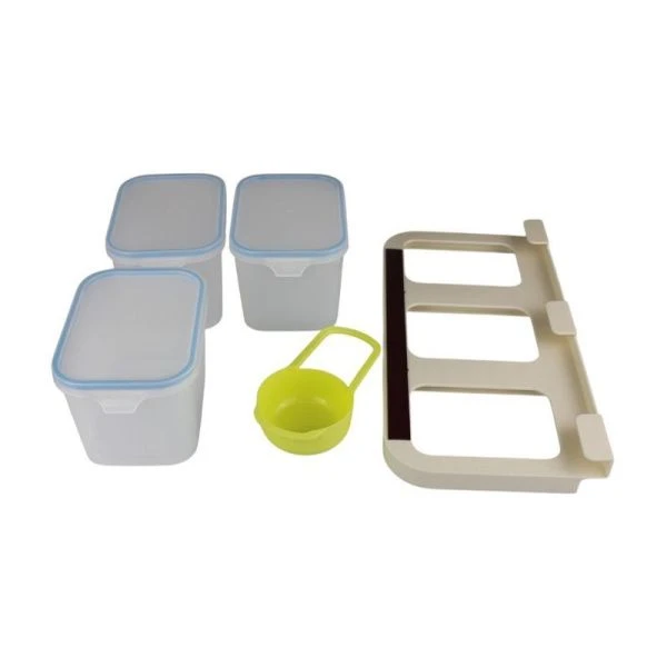 Набор емкостей для сыпучих продуктов 3шт 1л 360*180*120мм пластик Skyline с держателем SL200 (4)