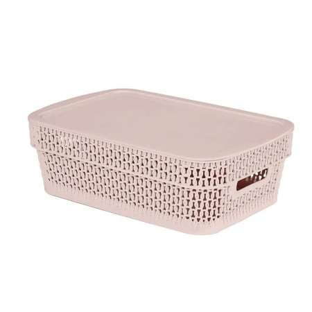 Корзина универсальная 3л 281*185*89мм пластик Ajur бежевый топаз с крышкой (12)