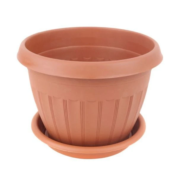 Кашпо 2,2л пластик АФРОДИТА №3 коричневый с поддоном (60)