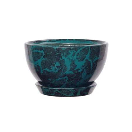 яяяГоршок цветочный керамика КАМЕЛИЯ №3 (малахит) (1сорт) 0,8л h=11см