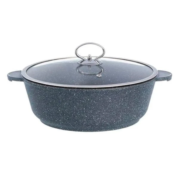 Жаровня 3,7л алюминий АП МРАМОР со стекл.крышкой 26см ЖМВ-26 (3)